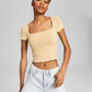 And Now This Women's Square Neck Double Layered Tee Brown Size Small