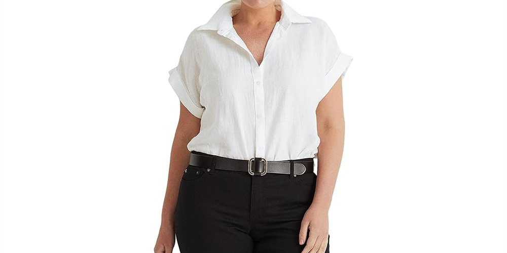 Ralph Lauren Women's Linen Dolman Sleeve Shirt White Size 1X