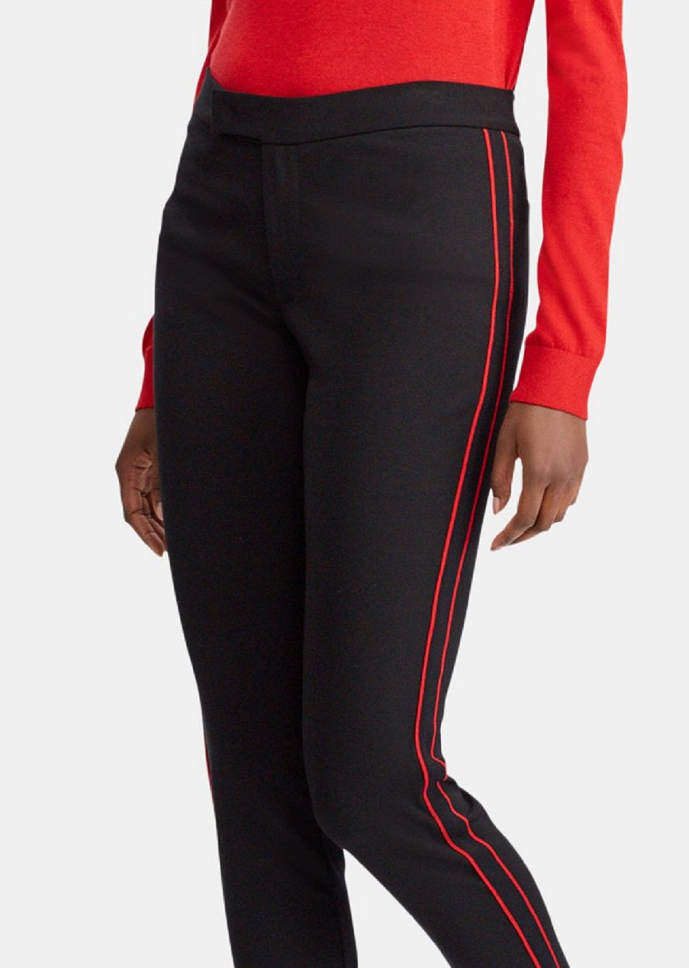 Ralph Lauren Women's Striped Ponte Skinny Pants Black Size Medium