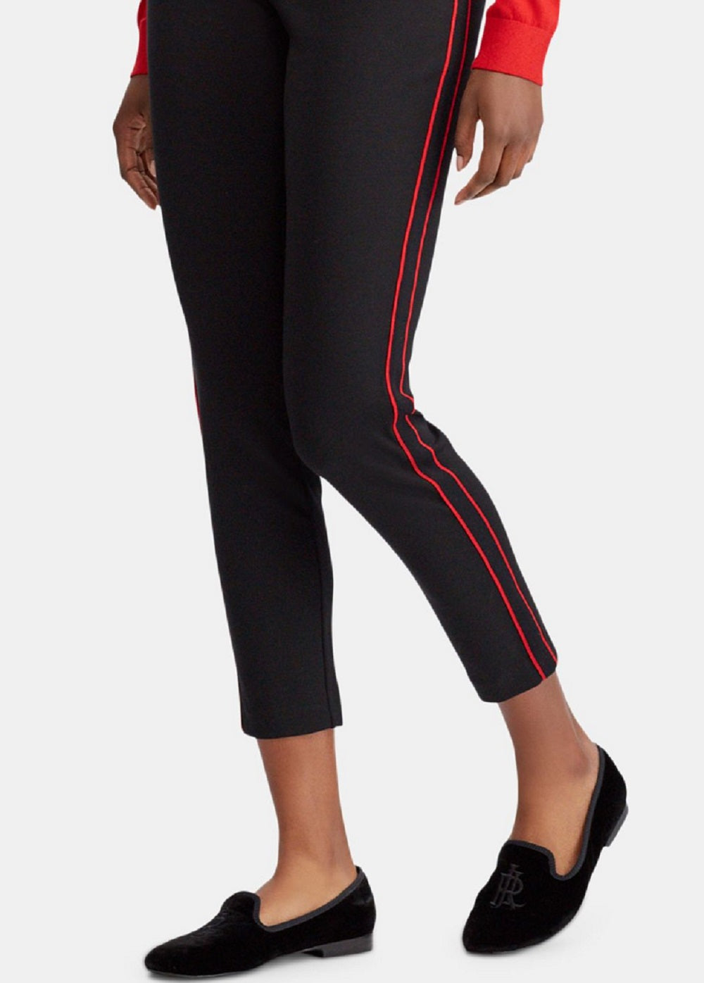 Ralph Lauren Women's Striped Ponte Skinny Pants Black Size Medium