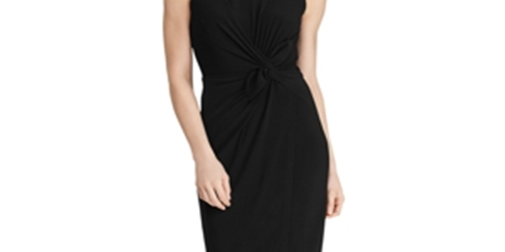 Ralph Lauren Women's Ruched Jersey Dress Black Size12Petite