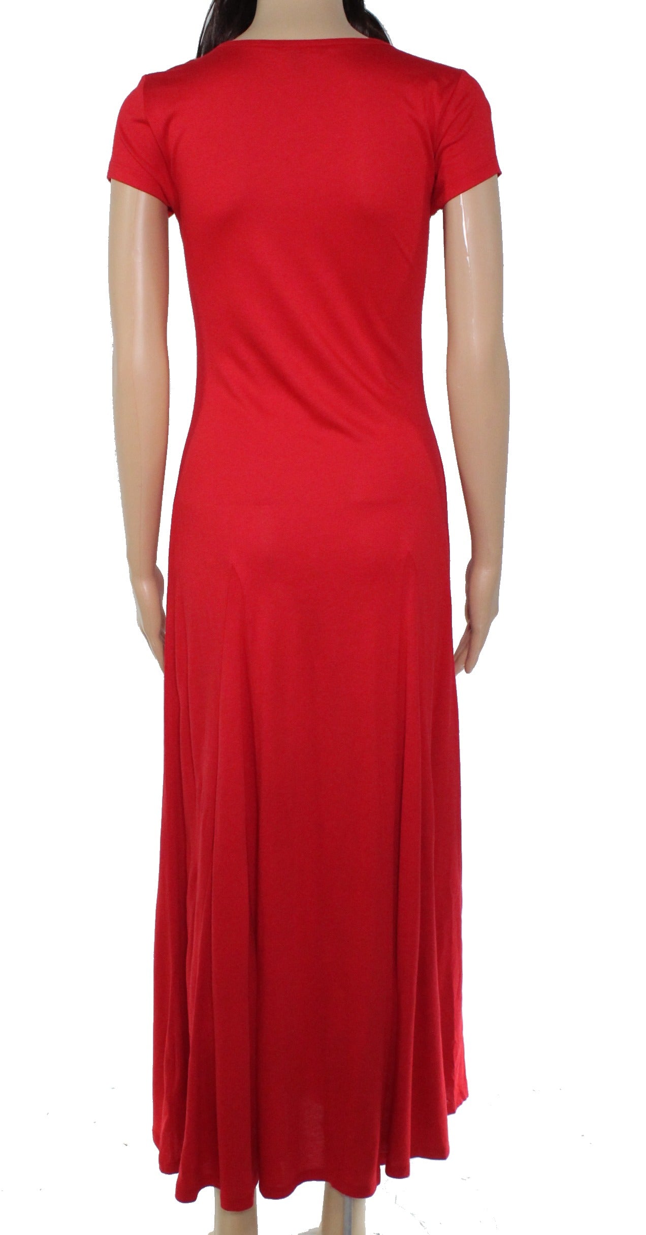 Ralph Lauren Women's Jersey Scoop Neck Maxi Dress Red Size Small