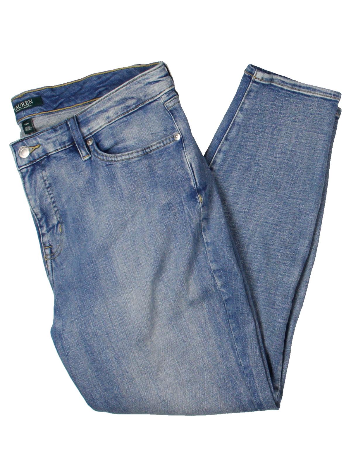 Ralph Lauren Women's Plus Denim Mid Rise Skinny Jeans Blue Size 20W
