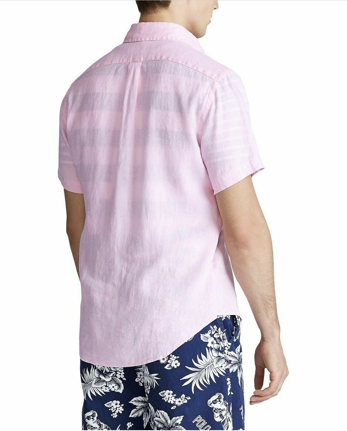 Polo Ralph Lauren Men's Linen Short Sleeve Button Up Shirt Pink Size Small