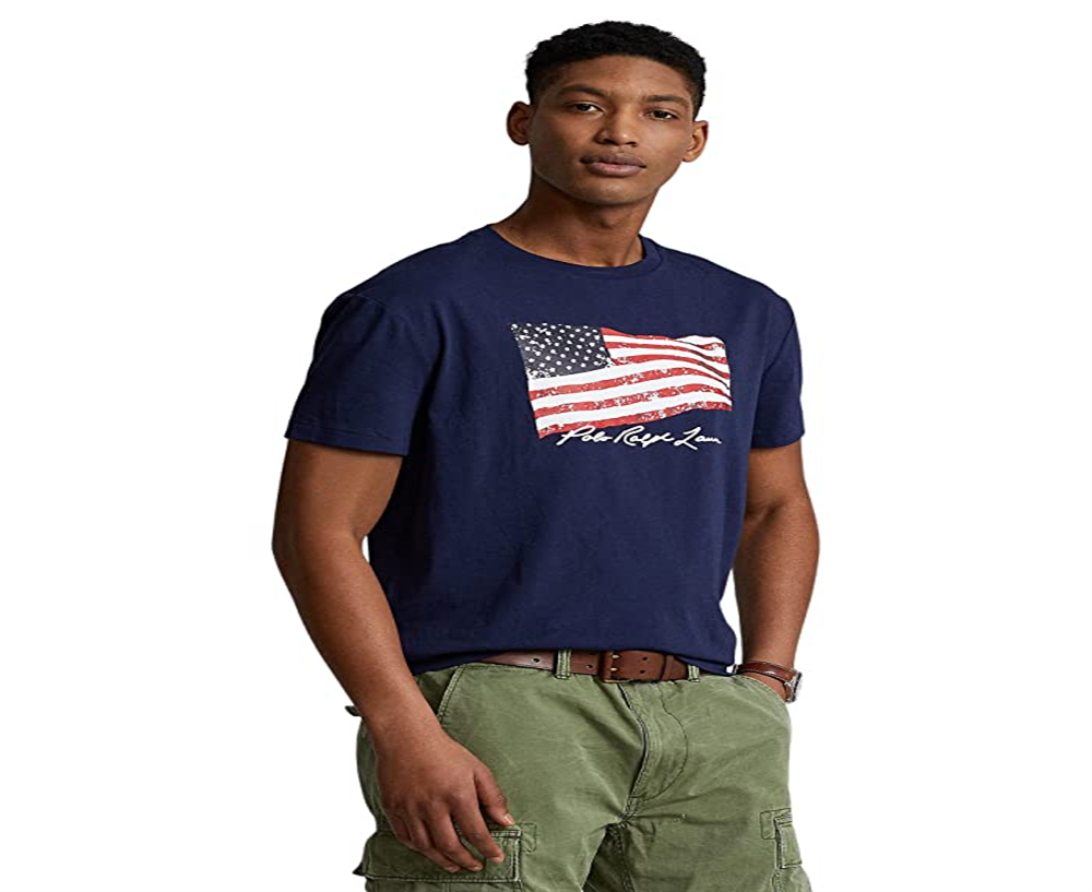 Polo Ralph Lauren Men's Classic Fit American Flag T-Shirt Blue Size XX-Large
