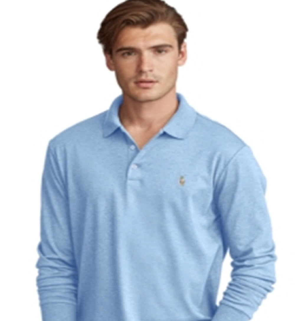 Polo Ralph Lauren Men's Classic Fit Long Sleeve Soft Cotton Polo Blue Size Large