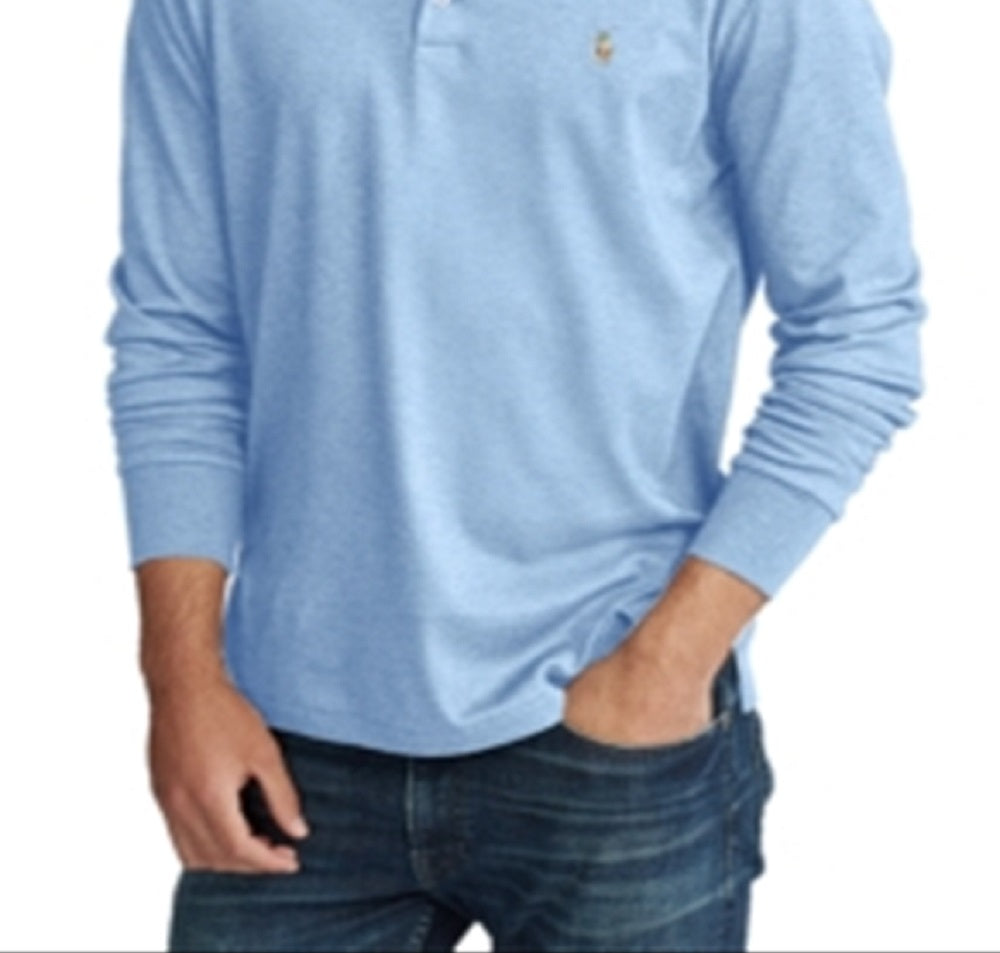 Polo Ralph Lauren Men's Classic Fit Long Sleeve Soft Cotton Polo Blue Size Large
