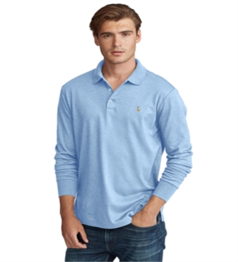 Polo Ralph Lauren Men's Classic Fit Long Sleeve Soft Cotton Polo Blue Size Large