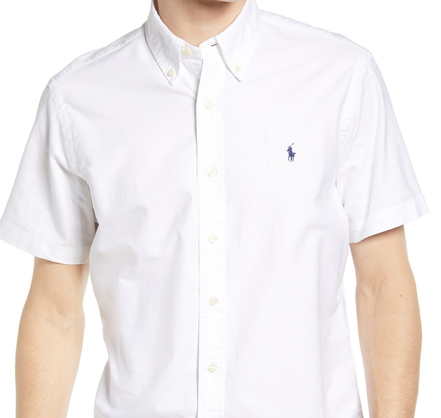 Polo Ralph Lauren Men's Short Sleeve Cotton Button Down Shirt White Size X-Large