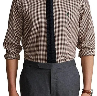Ralph Lauren Men's Classic Fit Plaid Twill Longsleeve Woven Shirt Brown Size L