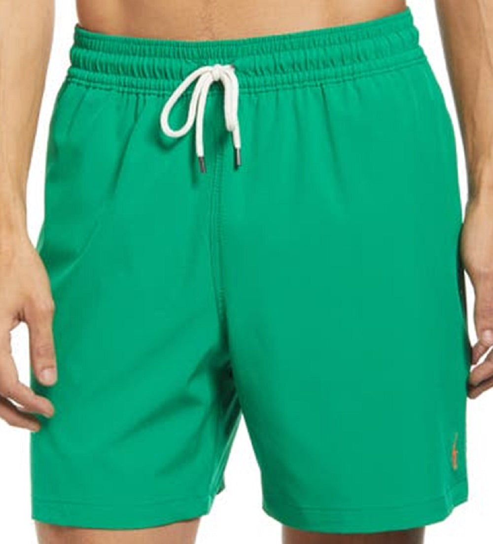 Polo Ralph Lauren Men's Traveler Solid Swim Trunks Green Size Medium
