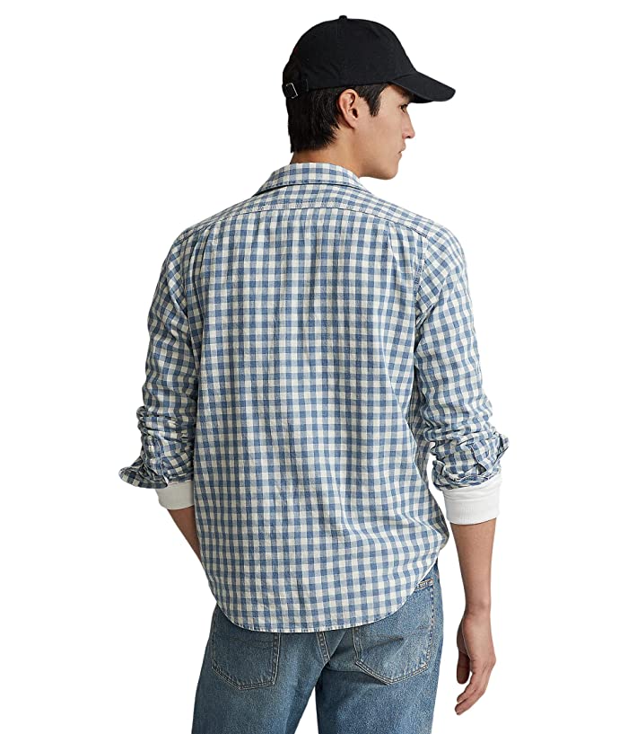Polo Ralph Lauren Mne's Classic Fit Gingham Workshirt Blue Size L