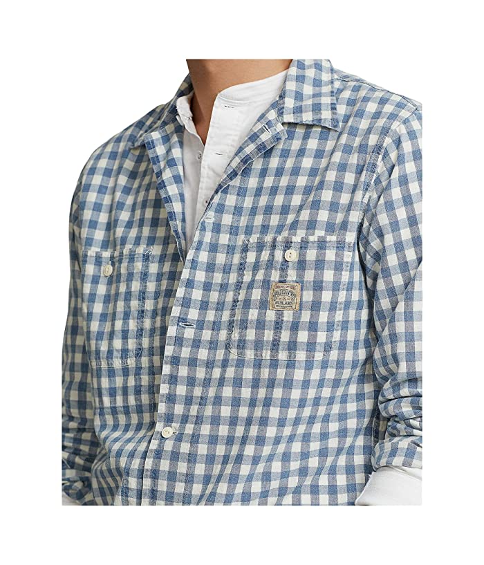 Polo Ralph Lauren Mne's Classic Fit Gingham Workshirt Blue Size L