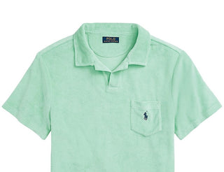 Ralph Lauren Men's Custom Slim Fit Terry Polo Shirt Green Size Medium