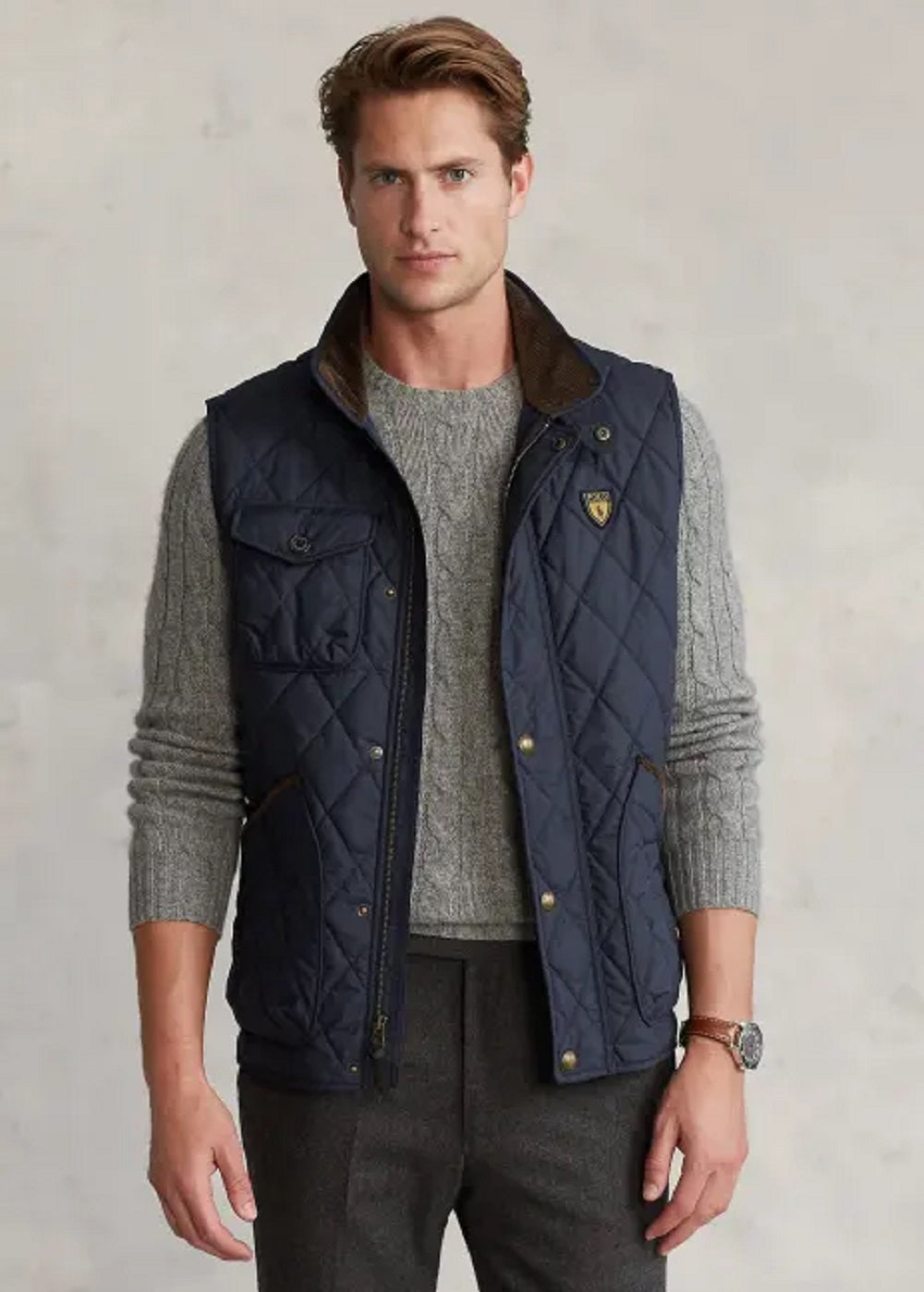 Polo Ralph Lauren Men's Water Repellent Quilted Vest Blue Size X-Small
