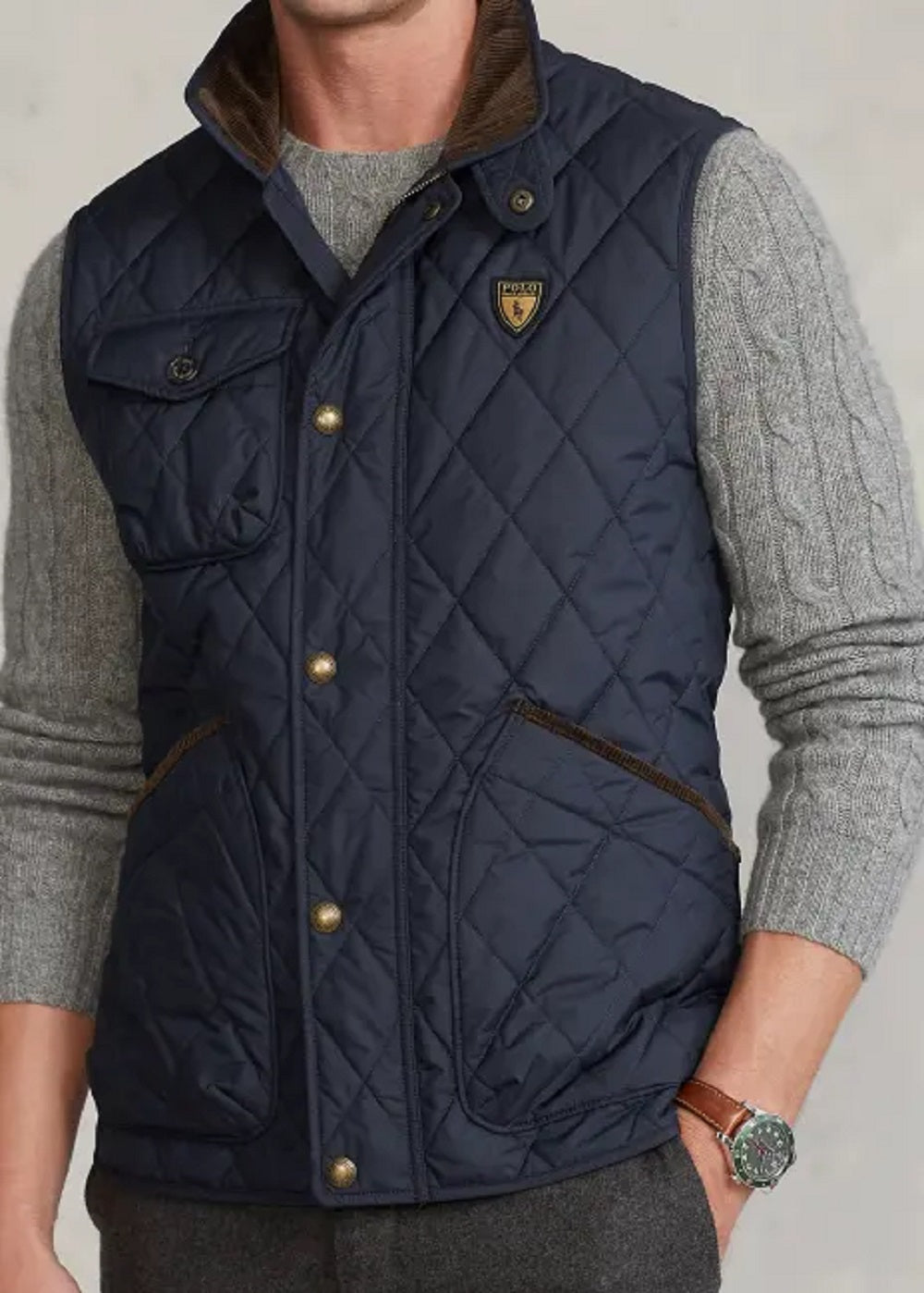 Polo Ralph Lauren Men's Water Repellent Quilted Vest Blue Size X-Small