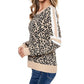 Fever Women's Jacquard Balloon Sleeve With Stripe Sweater Brown Size Small
