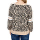 Fever Women's Jacquard Balloon Sleeve With Stripe Sweater Brown Size Small