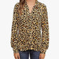 Single Thread Ruched Front Shirt Animal Print