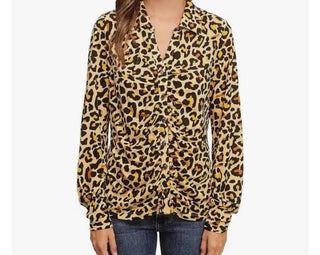 Single Thread Ruched Front Shirt Animal Print