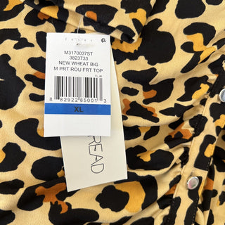 Single Thread Ruched Front Shirt Animal Print