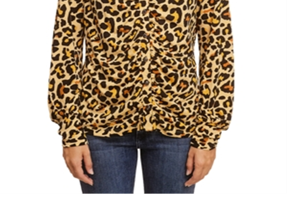 Single Thread Ruched Front Shirt Animal Print