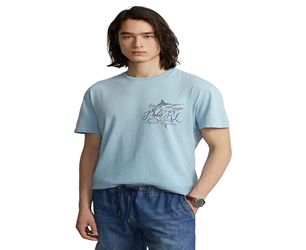 Polo Ralph Lauren Men's Classic Fit Jersey Graphic T-Shirt Blue Size XX-Large