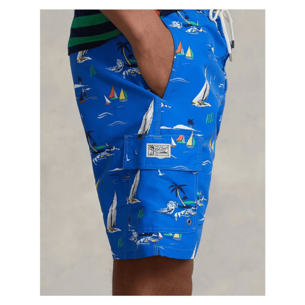 Polo Ralph Lauren Men's Recycled Polyester Print Swim Trunks Blue Size X-Large