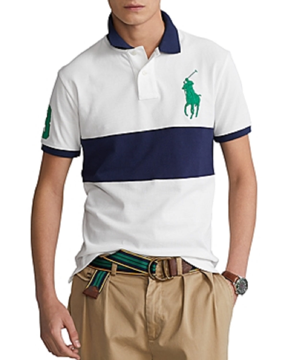 Polo Ralph Lauren Men's Custom Slim Fit Big Pony Mesh Polo Shirt White Size Large
