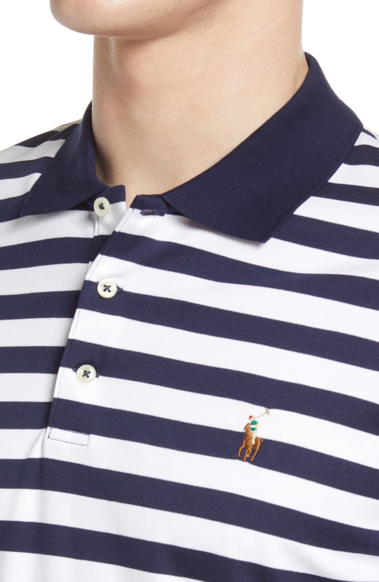 Polo Ralph Lauren Men's Stripe Cotton Polo Blue Size Small