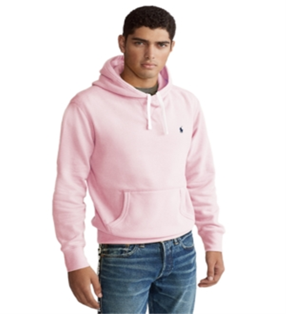 Ralph Lauren Men's Long Sleeve Fleece Pullover Hoodie Pink Size Large