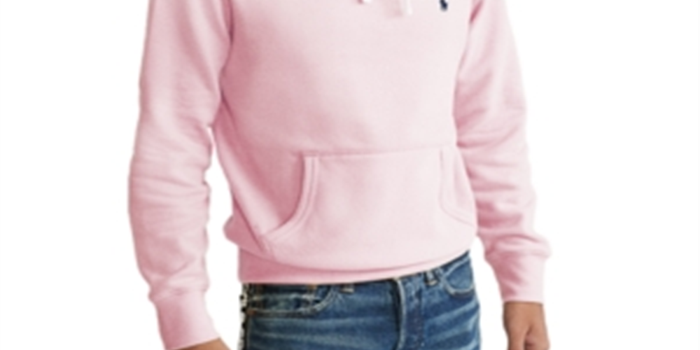 Ralph Lauren Men's Long Sleeve Fleece Pullover Hoodie Pink Size Large