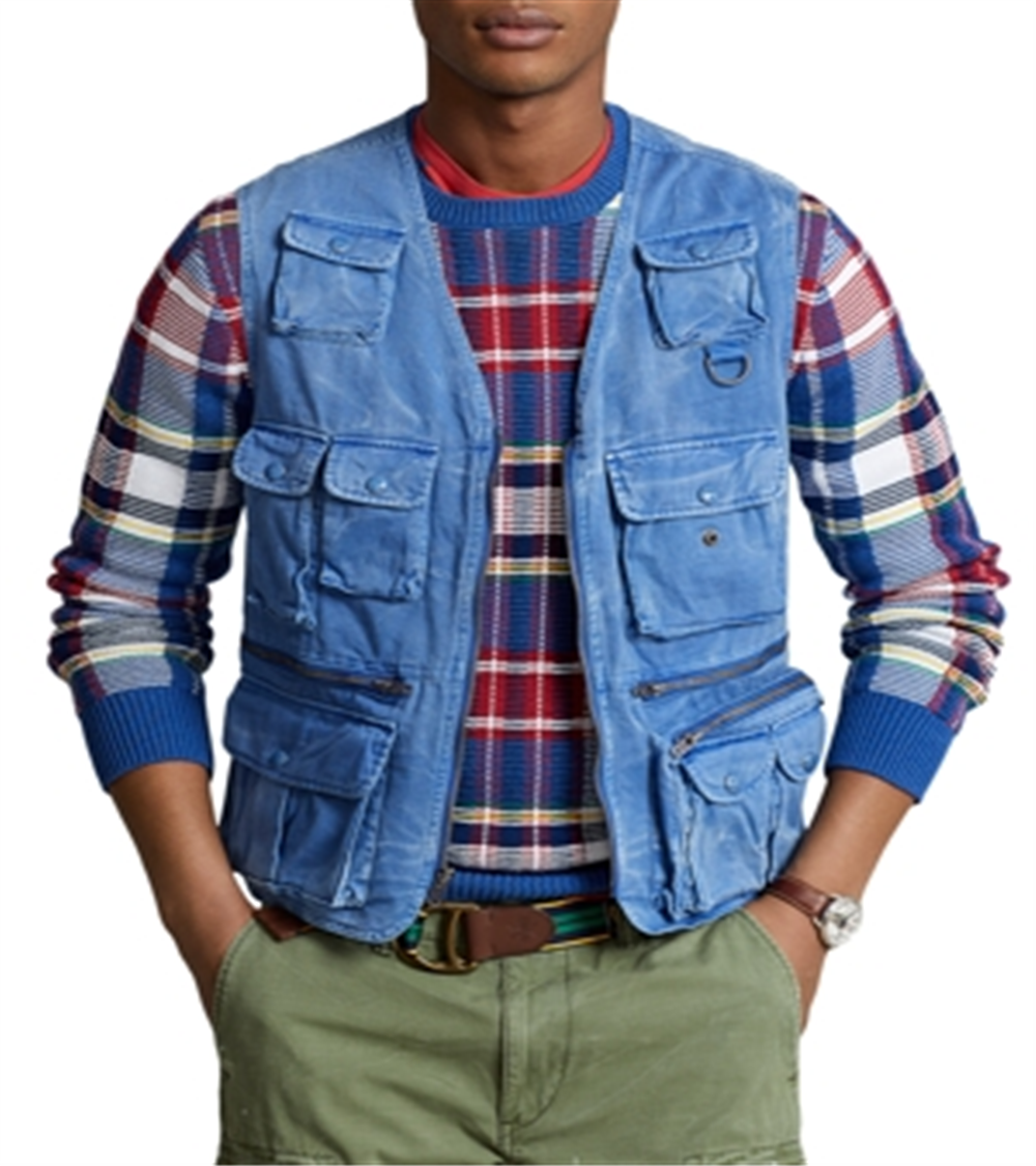 Ralph Lauren Men's Chino Utility Vest Blue Size Large