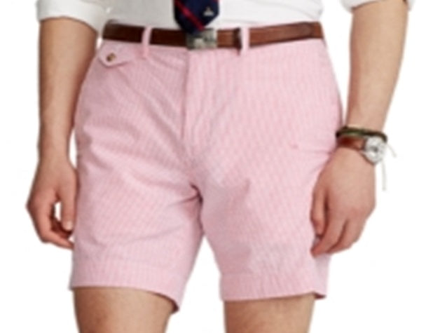 Ralph Lauren Men's 9 Inch Classic-Fit Seersucker Shorts Pink Size 30