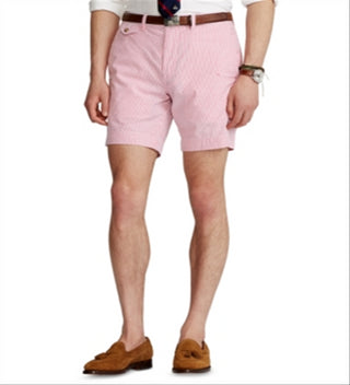 Ralph Lauren Men's 9 Inch Classic-Fit Seersucker Shorts Pink Size 30