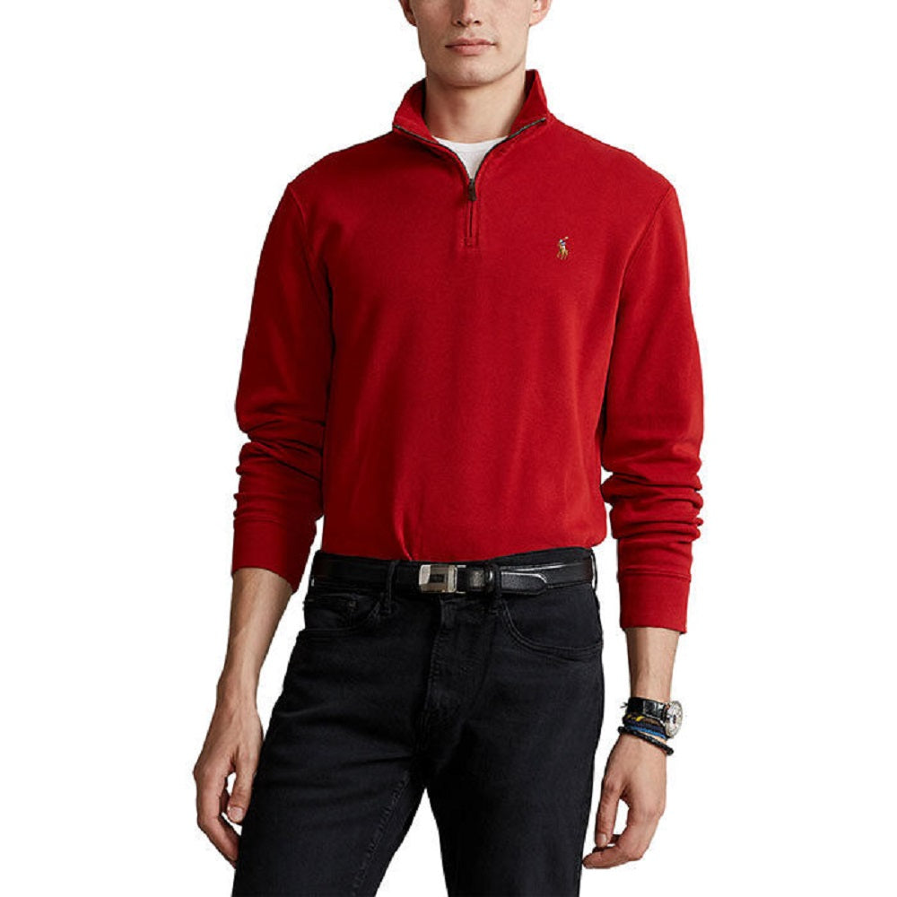 Polo Ralph Lauren Men's Estate Rib Quarter Zip Pullover Red Size Large