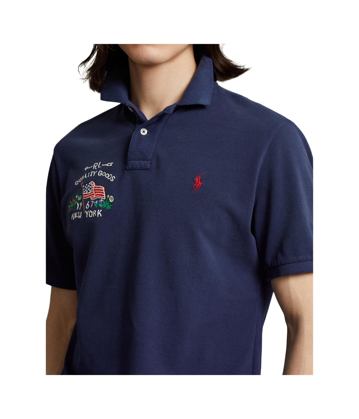 Polo Ralph Lauren Men's Classic Fit Flag Mesh Polo Shirt Blue Size X-Large