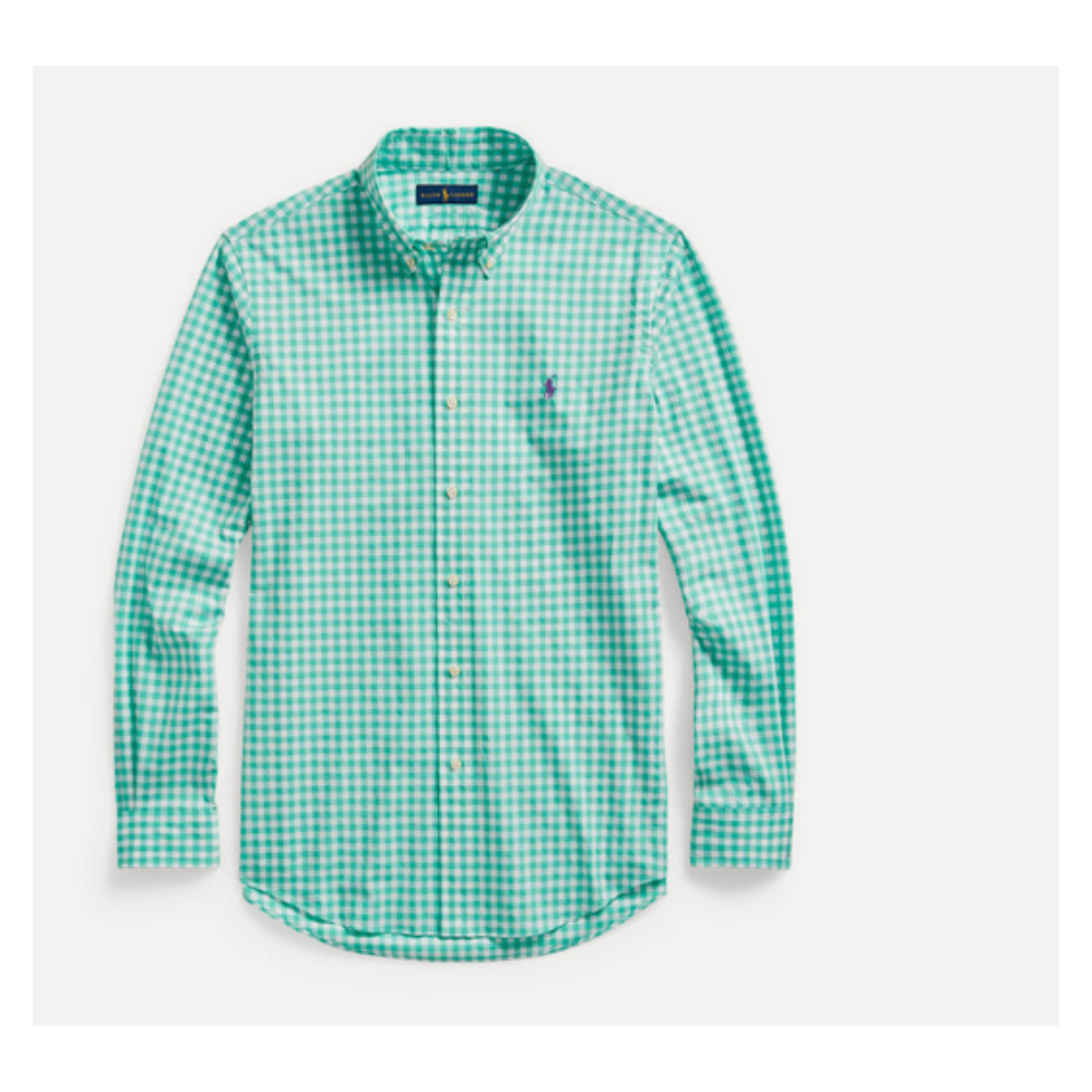 Polo Ralph Lauren Men's Classic Fit Gingham Stretch Poplin Shirt Green Size XX-Large