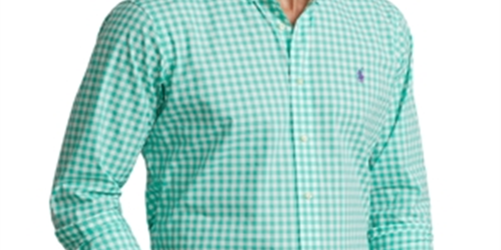 Polo Ralph Lauren Men's Classic Fit Gingham Stretch Poplin Shirt Green Size XX-Large