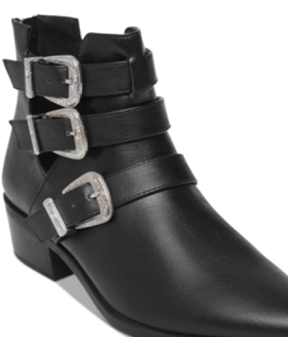 Madden Girl Women's Cecilyy Leather Pointed Toe Ankle Black Size 7 M