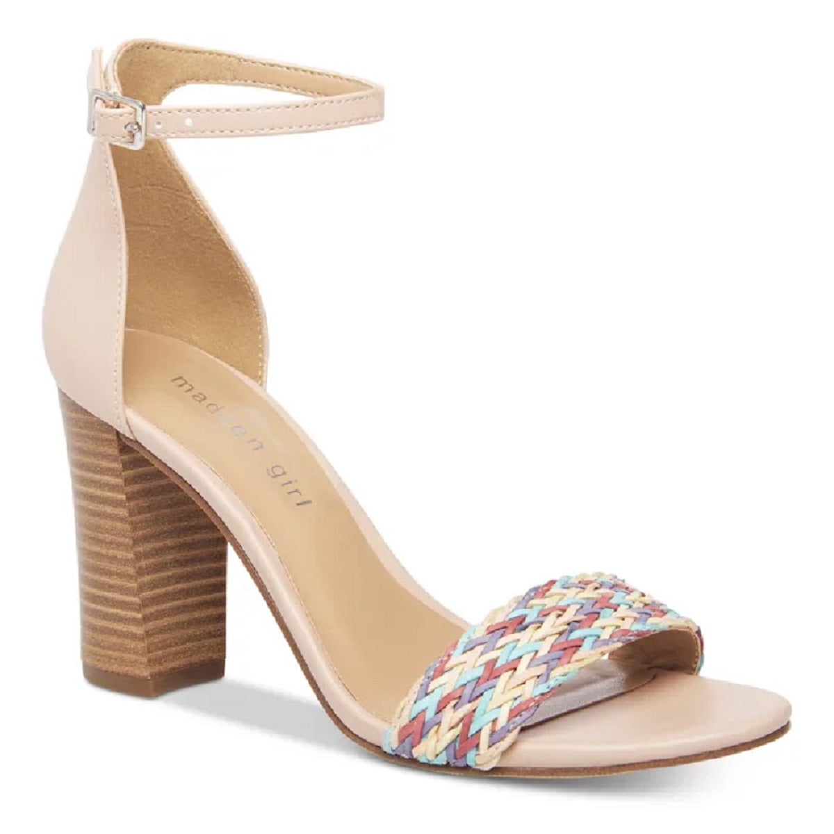 Madden Girl Women's Bella Two Piece Block Heel Sandals Brown Size 10 M
