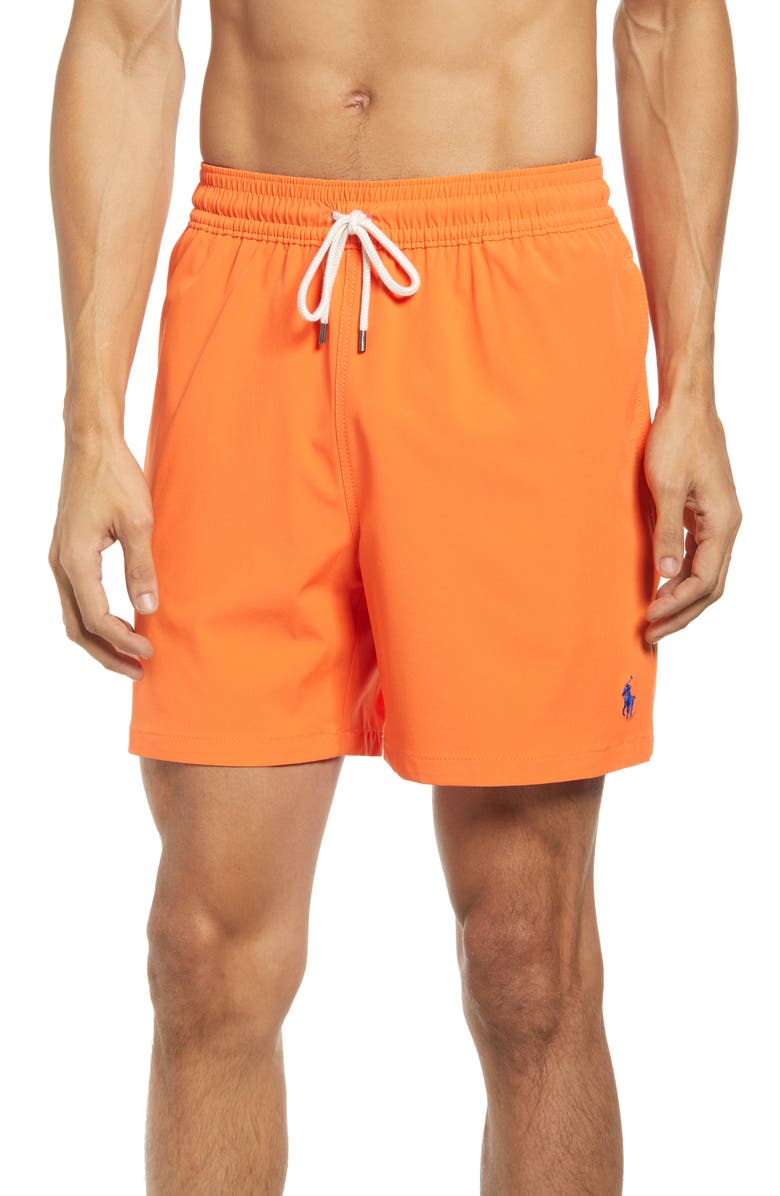 Polo Ralph Lauren Men's Solid Traveler Swim Trunks Orange Size XX-Large