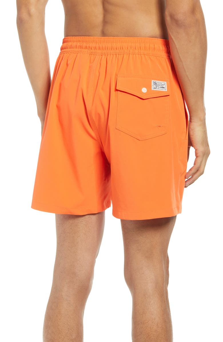 Polo Ralph Lauren Men's Solid Traveler Swim Trunks Orange Size XX-Large