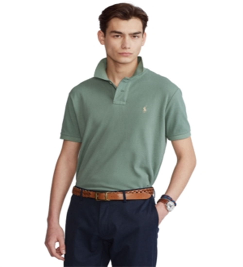 Ralph Lauren Men's Classic Fit Mesh Polo Shirt Green Size Medium