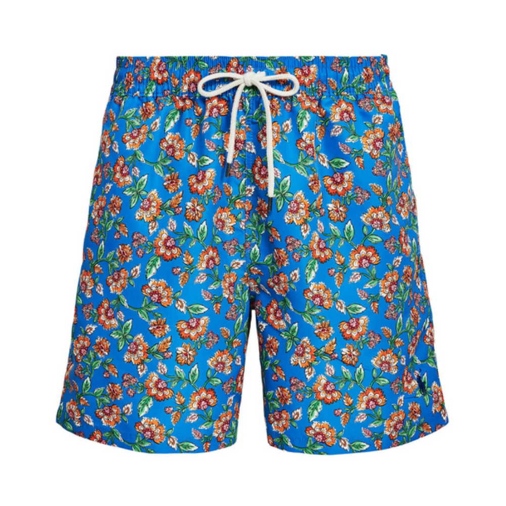 Polo Ralph Lauren Men's Traveler Floral Recycled Polyester Swim Trunks Blue Size Small