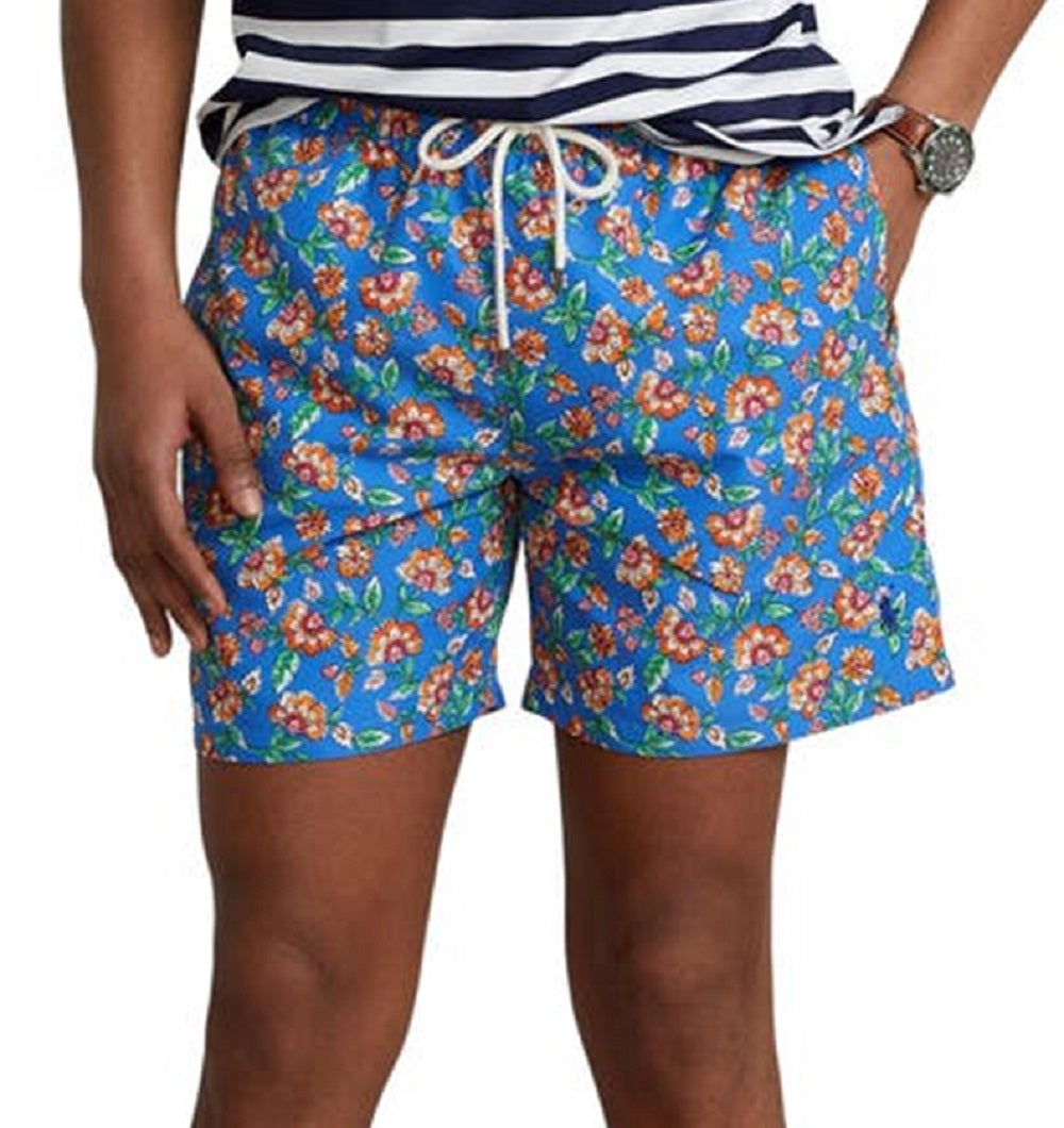 Polo Ralph Lauren Men's Traveler Floral Recycled Polyester Swim Trunks Blue Size Small
