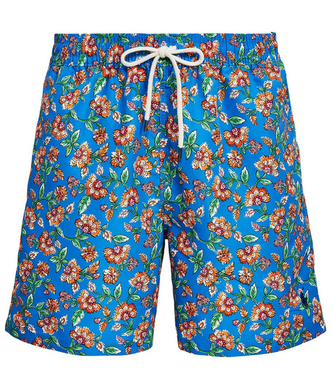 Ralph Lauren Men's Traveler Floral Recycled Polyester Swim Trunks Blue Size X-Large