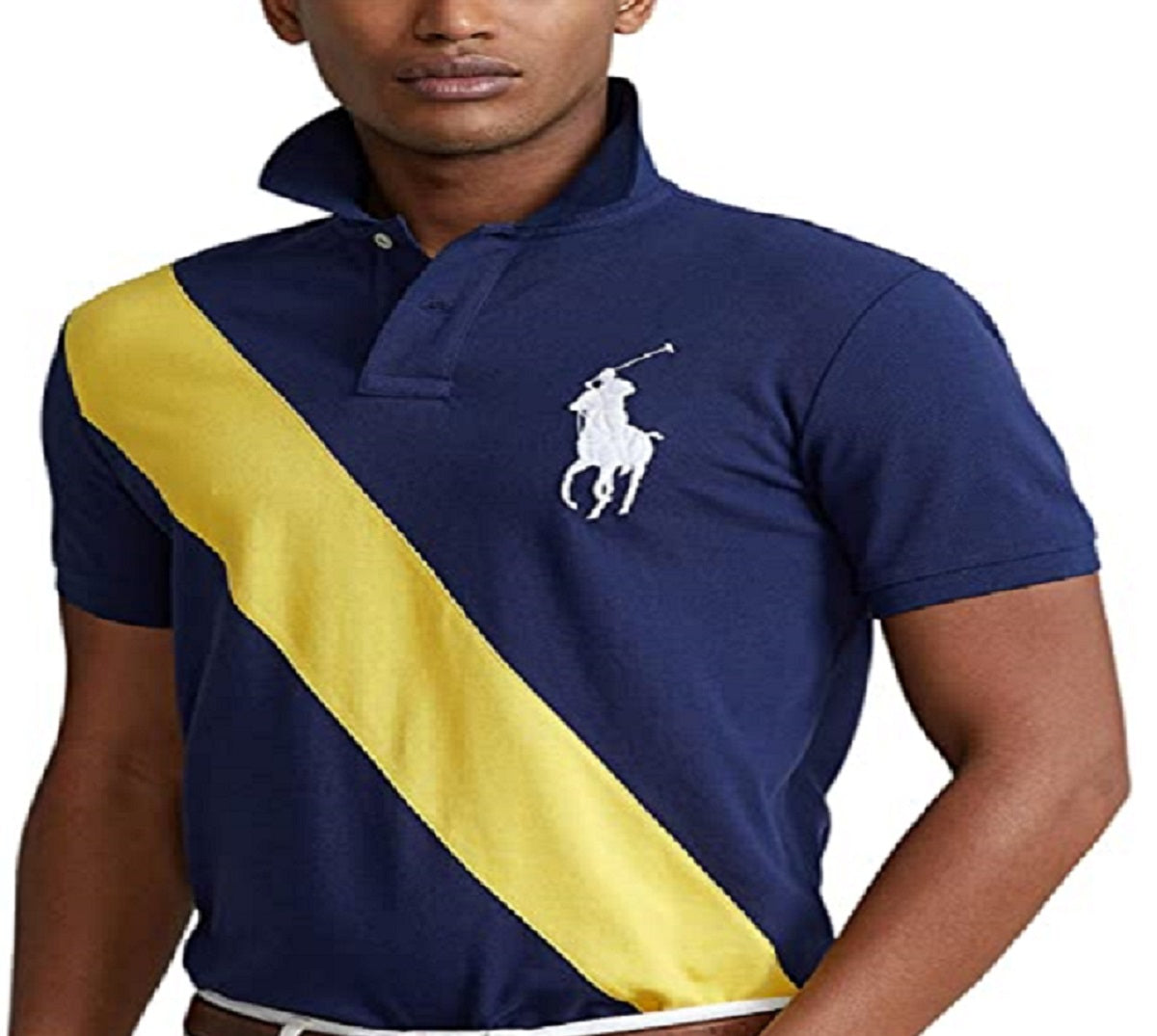 Polo Ralph Lauren Men's Custom Slim Fit Big Pony Mesh Polo Shirt Blue Size Large