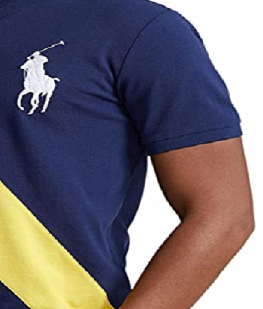 Polo Ralph Lauren Men's Custom Slim Fit Big Pony Mesh Polo Shirt Blue Size Large