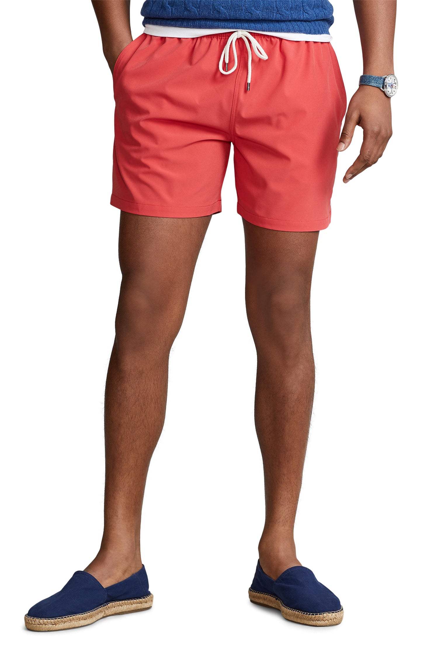 Polo Ralph Lauren Men's Solid Traveler Swim Trunks Red Size Medium